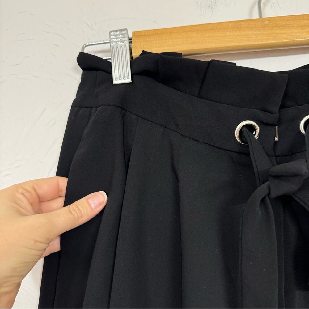 Tahari Black Wide Leg Trousers Dress Pants Women 4 Paperbag Waist Classic Preppy - Picture 3 of 12